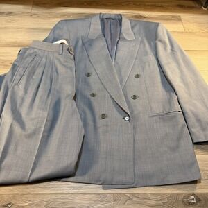Canali Double Breasted Gray Vintage 2 Piece Suit 54R EU 44R US